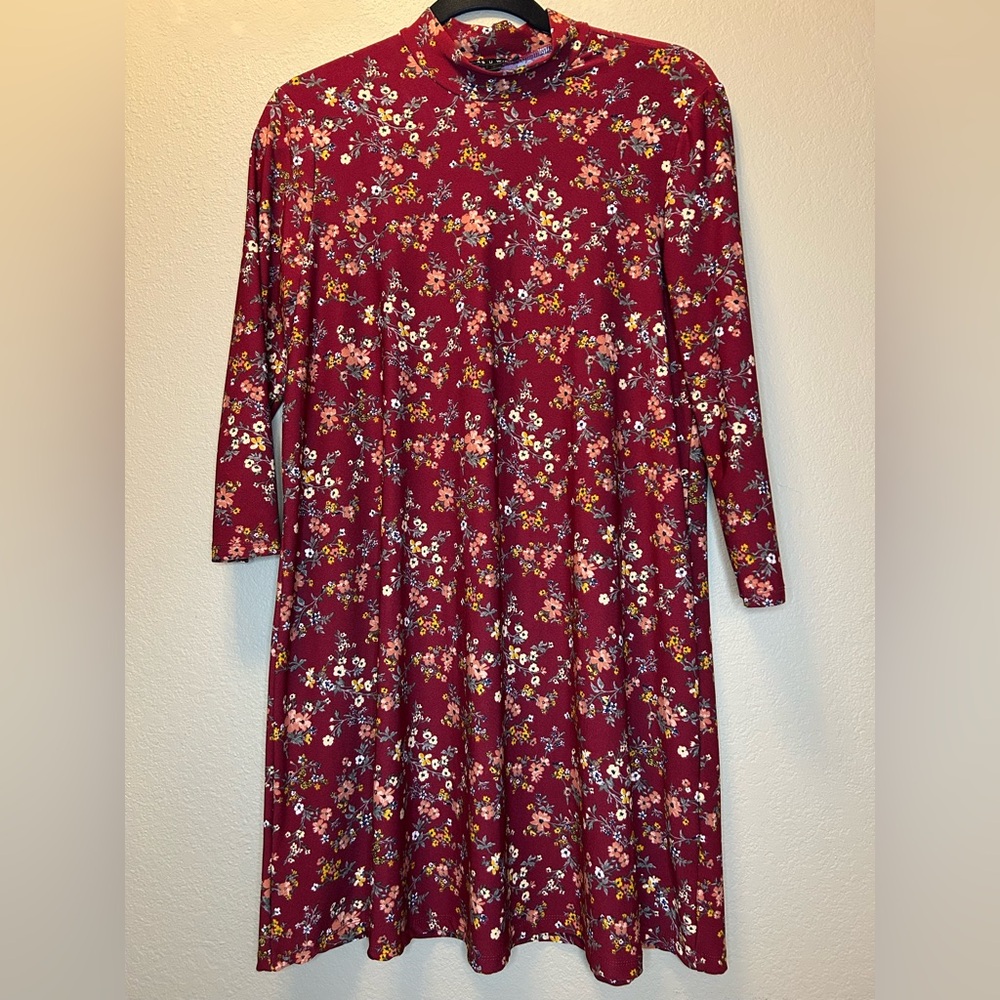 As U Wish Floral Burgundy Dress